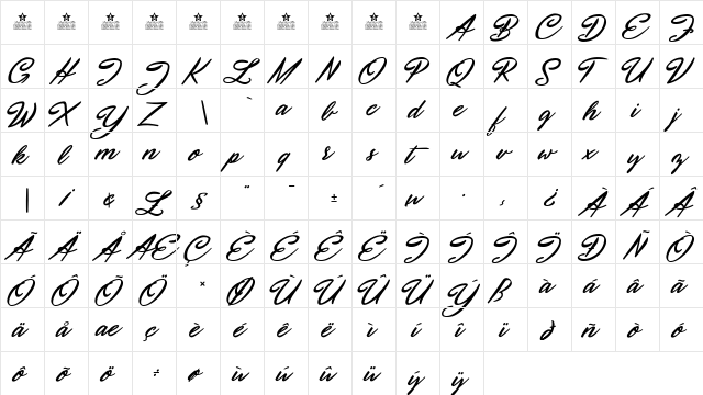 September Five Personal Use Regular  glyph index
