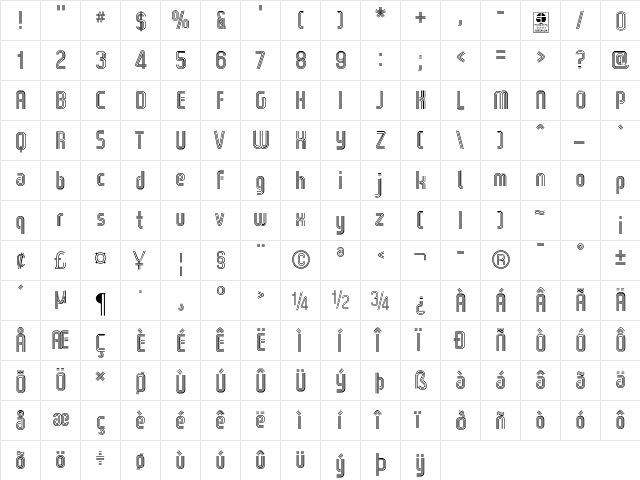 WOX-Striped Triple Demo Regular  glyph index