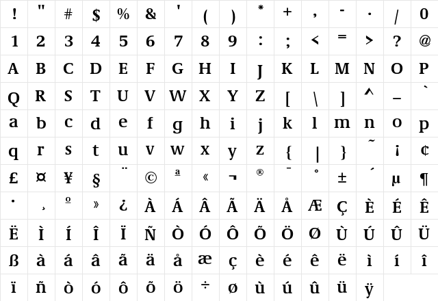 DemosEF SemiBold  glyph index