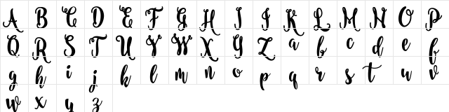 nanda Script FREE Regular  glyph index
