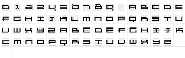 KL1_GridZebra Regular  glyph index