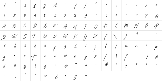Right Gilligant Regular  glyph index