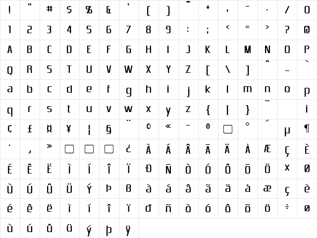 Emotion Engine Regular  glyph index