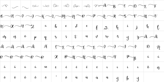 QuakedSwash Regular  glyph index