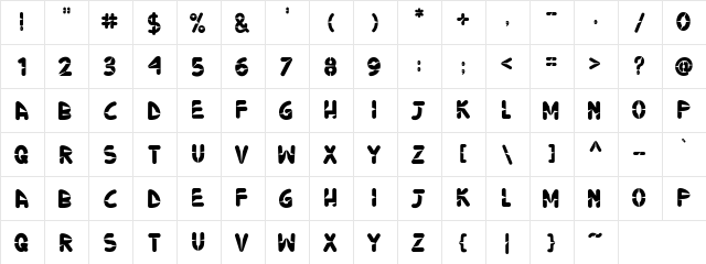 Ninjos Regular  glyph index