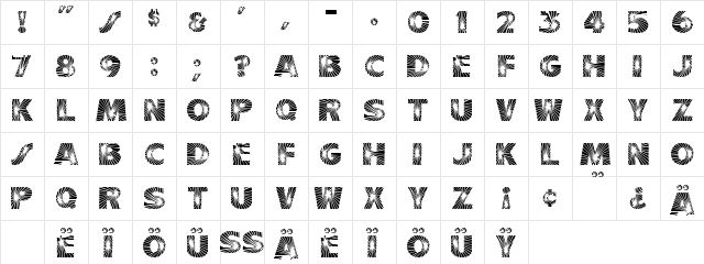 Starburst Regular  glyph index