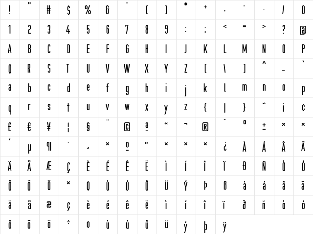 CstBerlinEast Original  glyph index