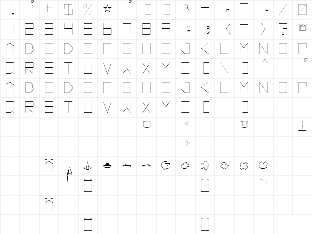 Vector Battle Regular  glyph index