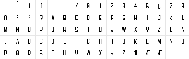 PFHALL Regular  glyph index