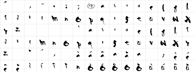 BlueSkin Regular  glyph index