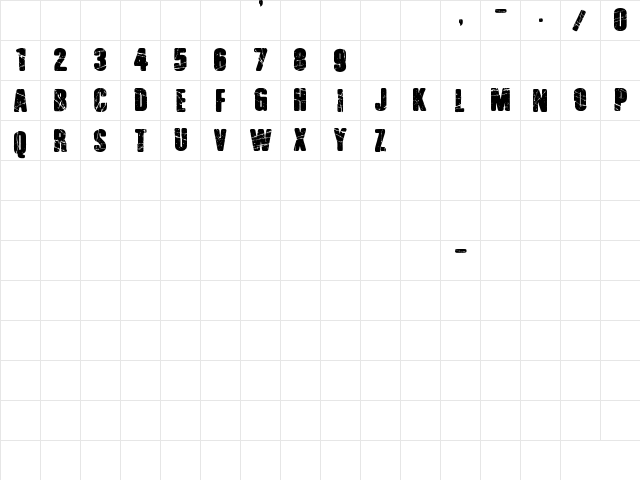 Barb Wire Club Regular  glyph index