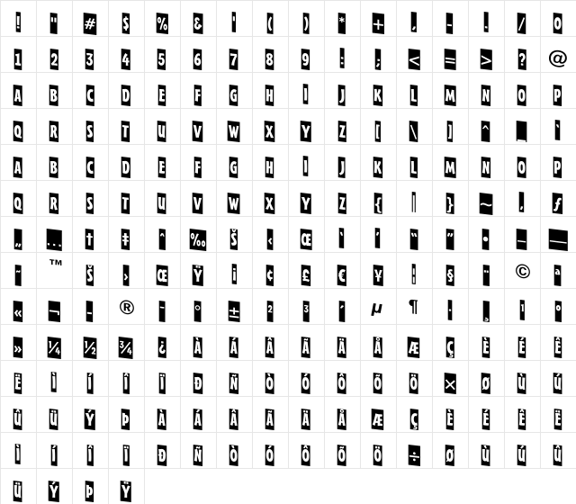 a_FrudgerCmDn Regular  glyph index