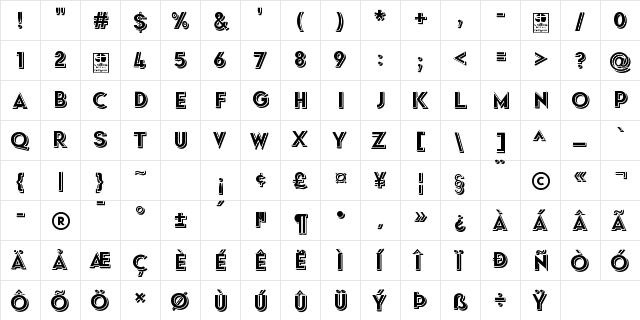 Typo Formal Shadowed Demo Regular  glyph index
