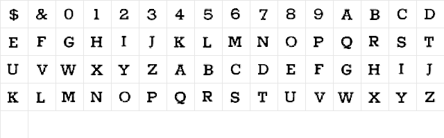 HigherPixels Regular  glyph index