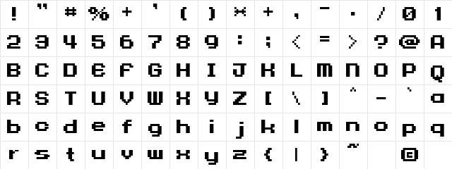9px3bus Regular  glyph index