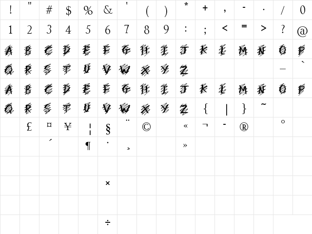 my mistake Regular  glyph index