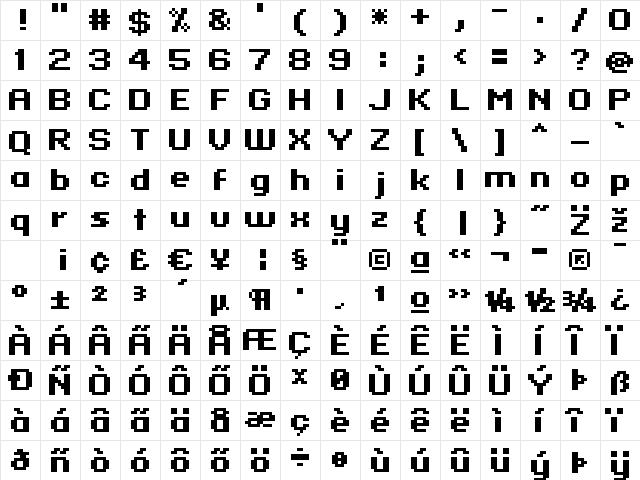 standard 07_64 Regular  glyph index