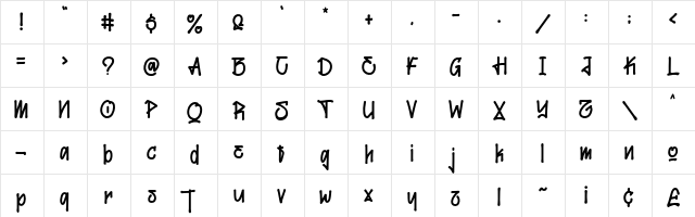 Maxtield Regular  glyph index