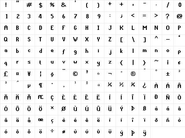 RuneScape Smooth Chat Bold 2 Regular  glyph index