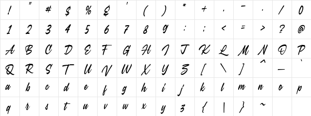 Hayline Regular  glyph index