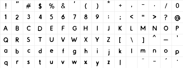Catalogue Regular  glyph index