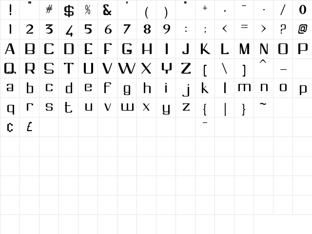 NewWGL4Font Regular  glyph index