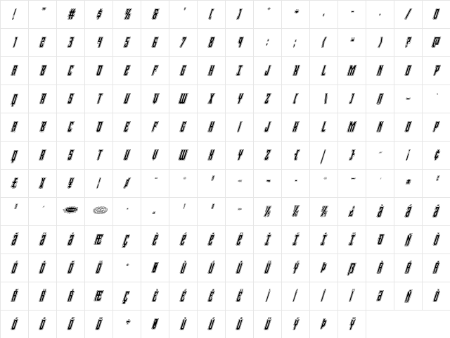 Viceroy of Deacons Academy Italic Italic  glyph index