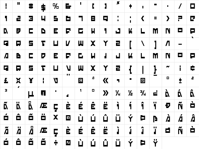 Trajia Condensed Condensed  glyph index