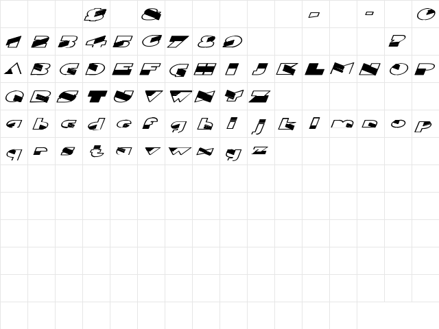 Wither Outline 4 Bold Italic  glyph index