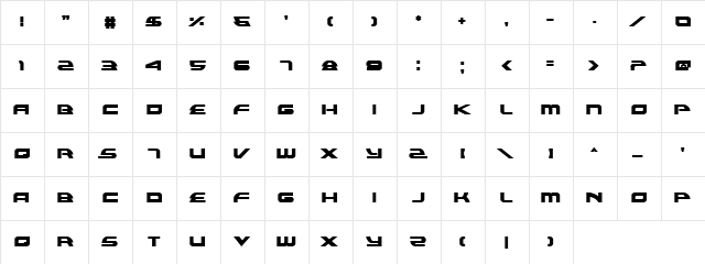 Alexis Bold Bold  glyph index
