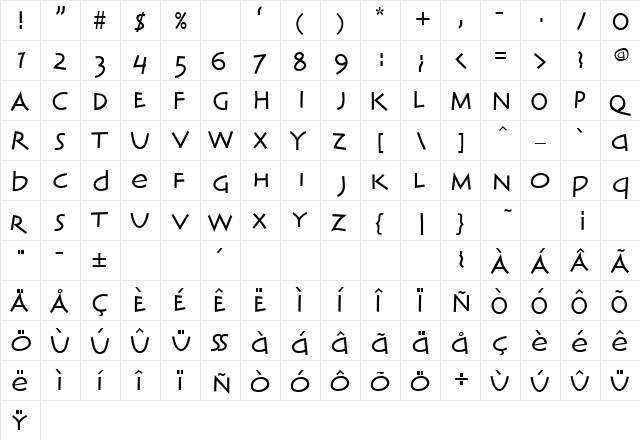 AIClassicIngenus Regular  glyph index