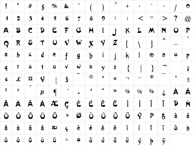HippodromeSSK Bold  glyph index