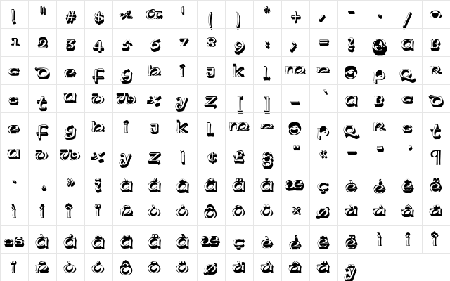 American Uncial D Sh1 Regular  glyph index
