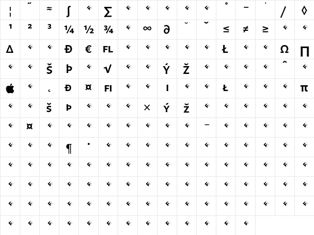 Legato SC Semi Bold Expert  glyph index