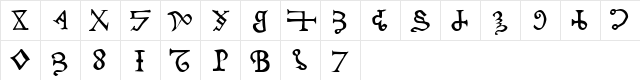 Chaldean Regular  glyph index