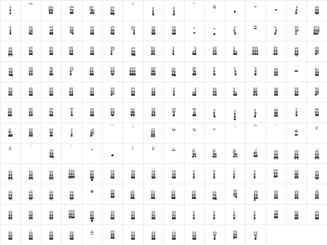 EAST-west Gradient Regular  glyph index