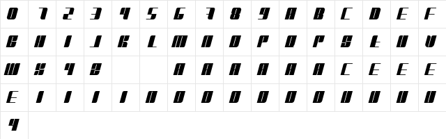 Belitang Regular  glyph index