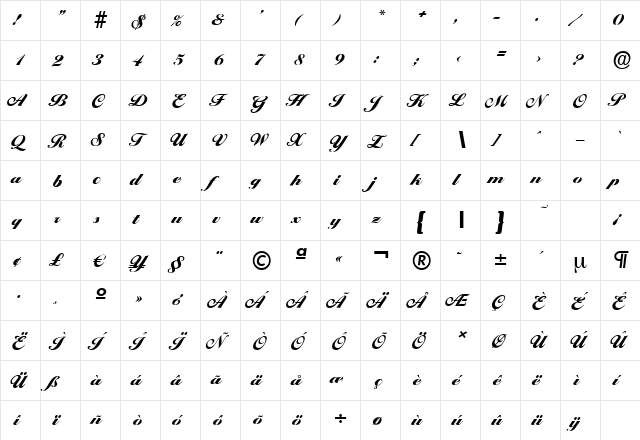 BallantinesSerial-Black Regular  glyph index
