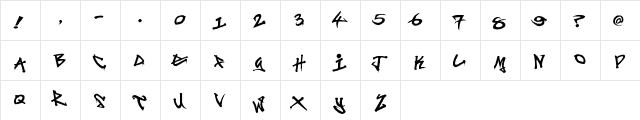 Digitag Regular  glyph index