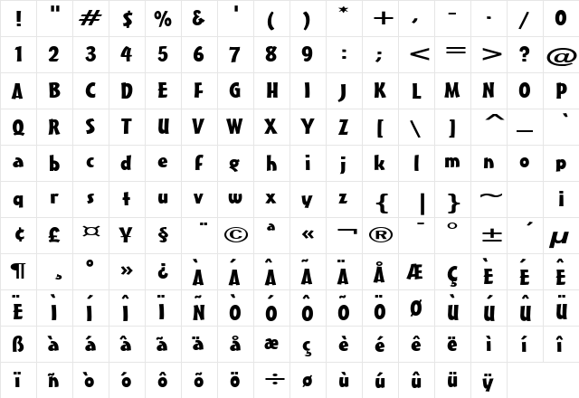Massey Extended Normal  glyph index