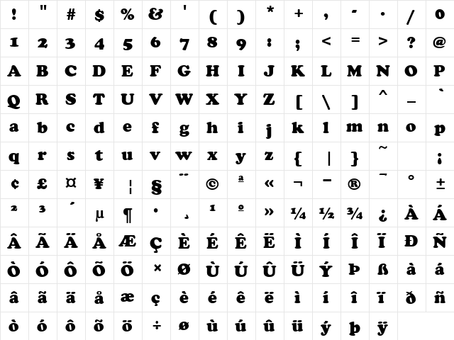 Marshmallow Normal  glyph index