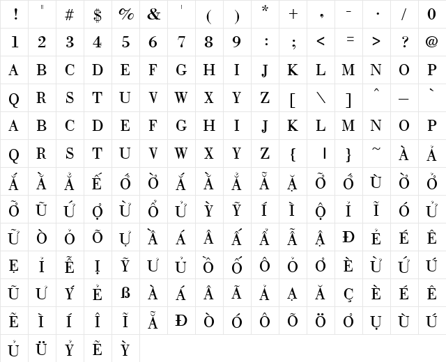 VPS Con Son Hoa Regular  glyph index
