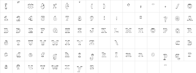 SBC Serif Block SBC Serif Block  glyph index