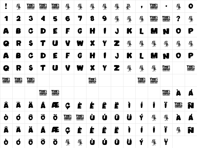 The Hurraca company+ Regular  glyph index