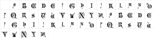 101! Renaissance Alpha Regular  glyph index