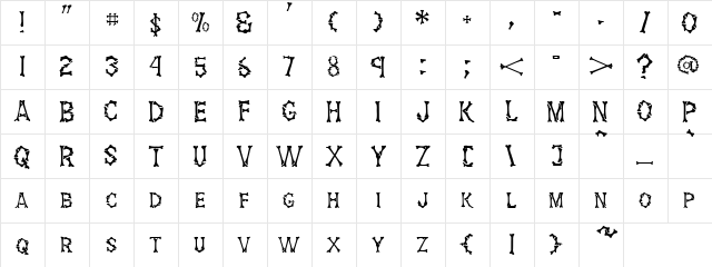 BONES Normal  glyph index
