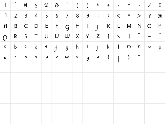 Val Blanc Bold Bold  glyph index