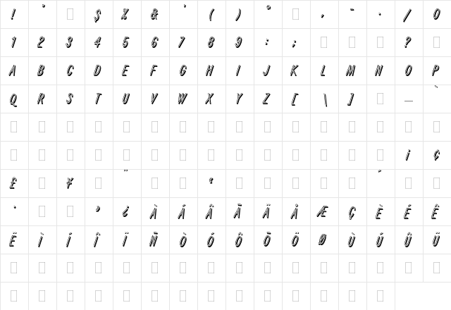 Refracta Plain  glyph index