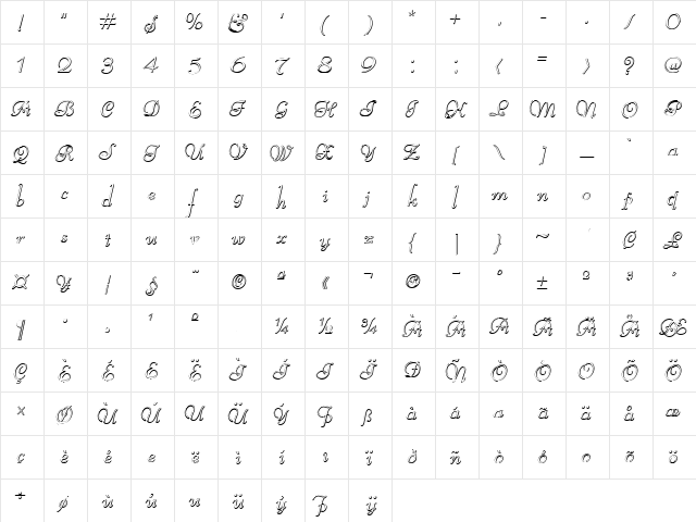 Reliant Beveled Regular  glyph index