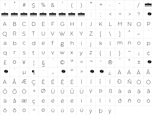 Codec Warm Trial ExtraLight  glyph index